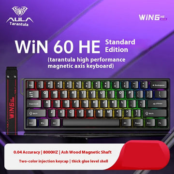 AULA Win60 Win68 HE Tastatur mit Magnetschalter, 8k RGB, Hot-Swap-fähig, kabelgebundene Tastatur, 8000 Hz, Abfragerate RT0.02